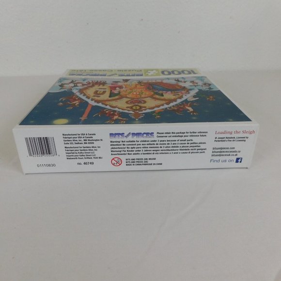 Bits and Pieces Loading the Sleigh 1000 Piece Jigsaw Puzzle Christmas Complete - Picture 9 of 12
